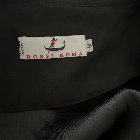 Rossi Roma Black Ruffle Jacket Top Medium Italy Silk MISSING BUTTON Y2K 90s - Picture 7 of 9